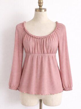 Vintage Y2K Top Guess Pink Sheer Peasant Babydoll Coquette Blouse Empire Waist